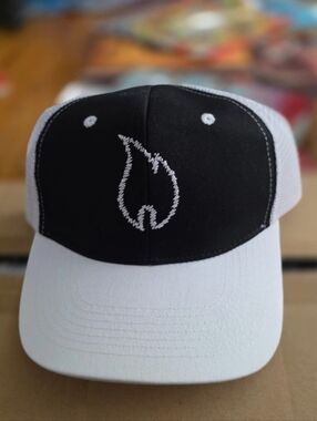 Black & White Flame Logo Trucker Hat - Men